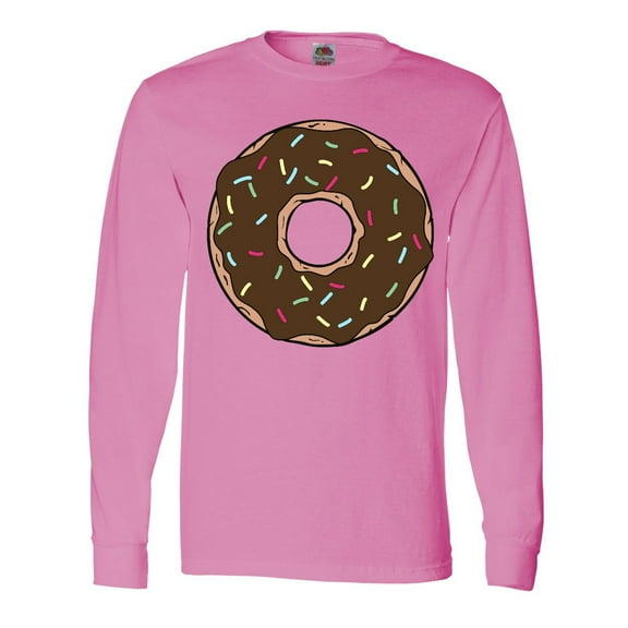 Inktastic Brown Donut, Donut With Colorful Sprinkles, Frosting Long Sleeve T-Shirt