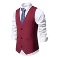 thumbnail image 4 of Suit Vest For Men Qiggri Men Solid Fashion Retro Have Pockets Button V-Neck Tanks Blouse Work Vest For Men, 4 of 9