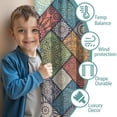 thumbnail image 3 of Blackout Kids Curtains,Multicolor Ethnic Geometric Patchwork Pattern Childrens Insulated Curtains Set Of 2,Bedroom Essentials,Toddler Room Decor 42x54in(106x137cm), 3 of 5