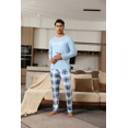 thumbnail image 2 of ZEFORTEX Men's Pajamas Set Long Sleeve Top with Plaid Pants Soft Sleepwear Loungewear, 2 of 6