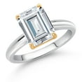 thumbnail image 2 of Gem Stone King 925 Silver and 10K Yellow Gold Ring White Moissanite Engagement Ring for Women (2.52 Cttw, Emerald Cut 9X7MM, Gemstone, Available in Size 5, 6, 7, 8, 9), 2 of 4