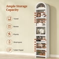 thumbnail image 4 of 76" Tall Narrow Arched Bookcase, 7-Teir Mid-Century Modern Bookshelf with Adjustable Shelves for Living Room, Home Office, White, 4 of 7