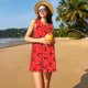 thumbnail image 3 of Fotbe Red Ladybugs On White Dotted Vestido de Verano sin Mangas para Mujer – Vestido Midi Línea A, Estilo Camiseta Floral, Vestido Playero Casual y Fluido, 3 of 7