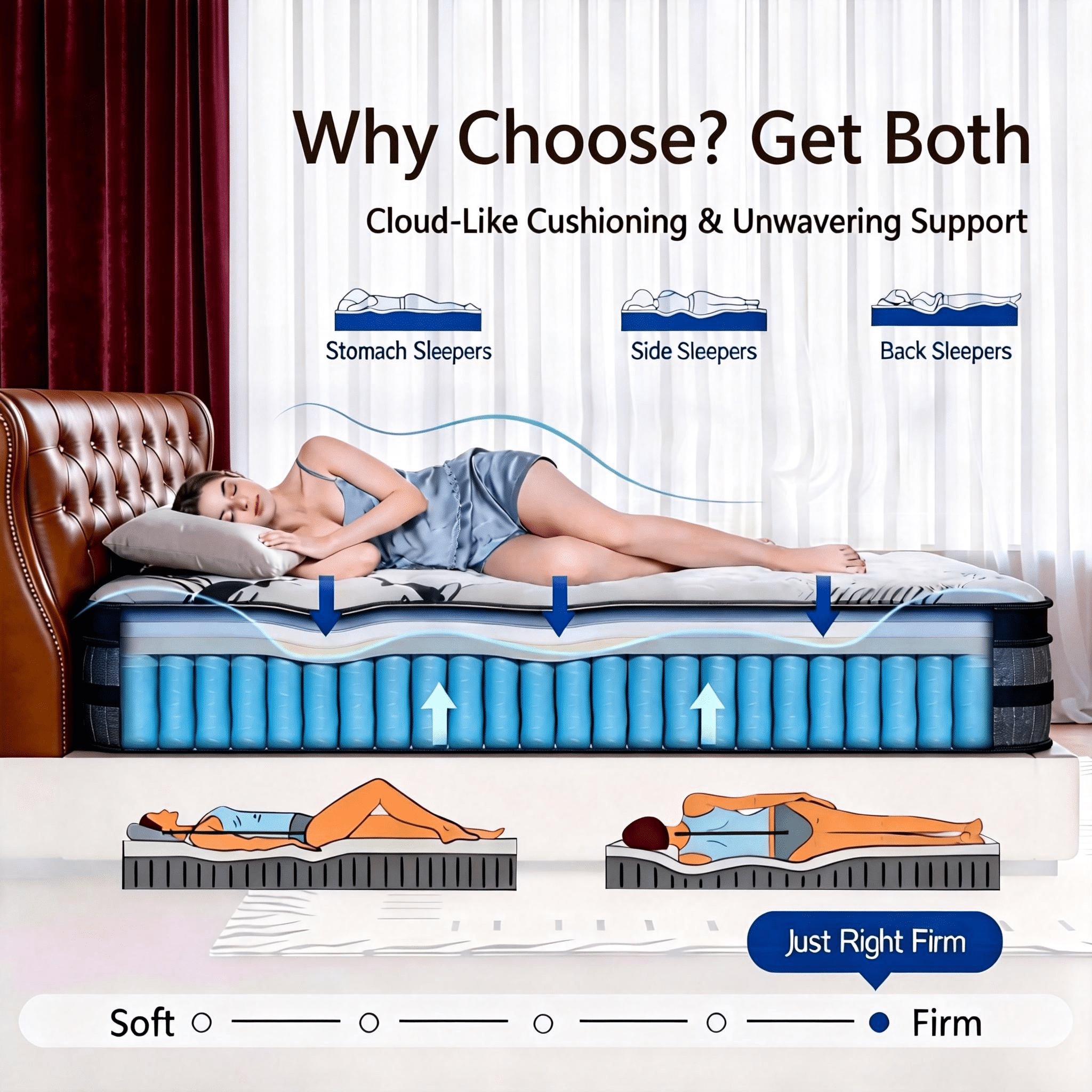 Kizreo Firm Twin Mattress, Hybrid Mattress with Gel Memory Foam and Individual Pocket Spring, OEKO-TEX and CertiPUR-US Certified, Cool Sleep, Pressure Relief, 12" in a Box