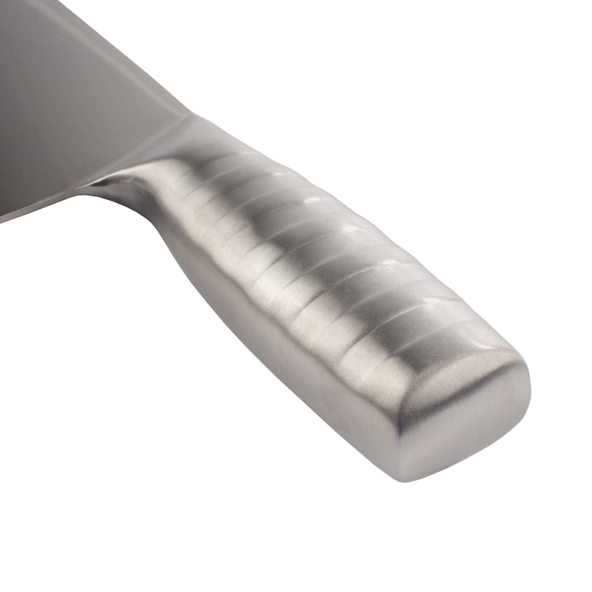 BambooMN Chinese Cleaver - 8.5" Smooth Stainless Steel Blade Silver Handle - 1 Knife