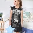 thumbnail image 4 of Balery Geometric Bull Design Camisón de princesa para niñas, pijama de algodón con mangas abullonadas, suave y bonito.-Medium, 4 of 6