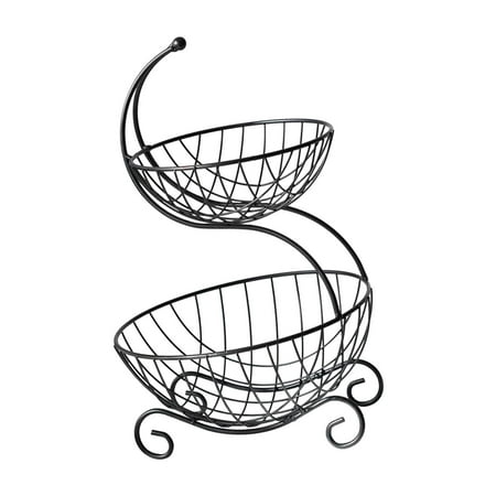 Esquirla 2 Tier Fruit Basket Storage Basket Fruits Decoration Vegetables Basket Bowl Storage Fruit Basket Fruit Holder for Table Decor Black