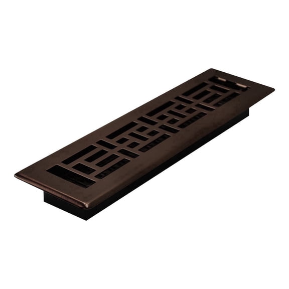Decor Grates 2x12 Oriental Floor Register Vent Cover, Adjustable Airflow Control, Rubbed Bronze (AJH212-RB)