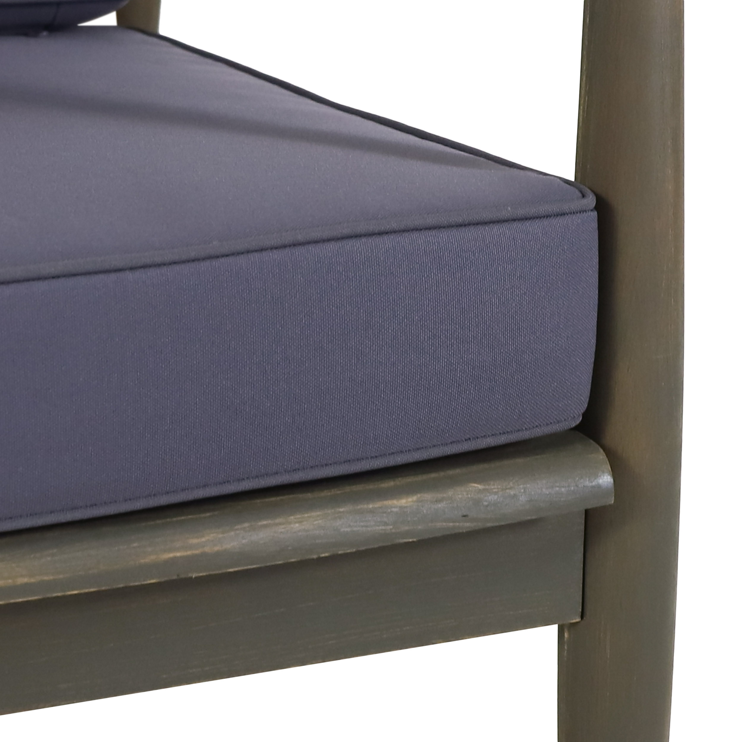 Greta Acacia Wood Outdoor Club Chair, Gray and Dark Gray