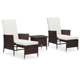 thumbnail image 1 of vidaXL 3 Piece Garden Lounge Set with Cushions Poly Rattan Brown, 1 of 11