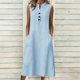 thumbnail image 1 of TaTaai Women's Loose Fit Slip Dress Solid Color Sleeveless V-Neck Linen Feel Button Front Casual Maxi Dress Summer Pocket Detail Gift, 1 of 7