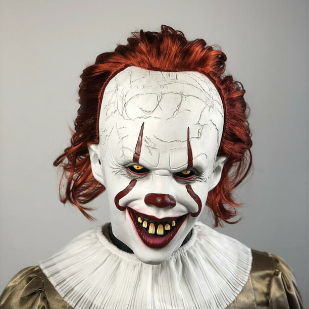 Máscara de Halloween de cara completa de payaso aterrador, accesorios de disfraz de película de terror y tv, Carnaval, vestido, fiesta, Festival