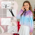 thumbnail image 3 of Uourmeti Mermaid Striped Print Girls Long Sleeve Sweatshirt with Pocket Half Zipper Pullover Trendy Comfy Top for Autumn Winter Sports Size 11-12, 3 of 7