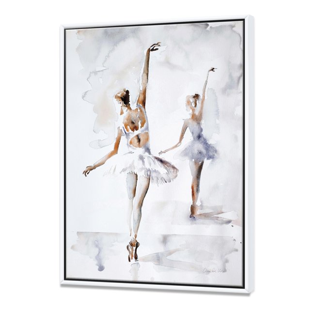 Aquarelles Ballerines Danse II - Toile Encadrée Style Campagne Française