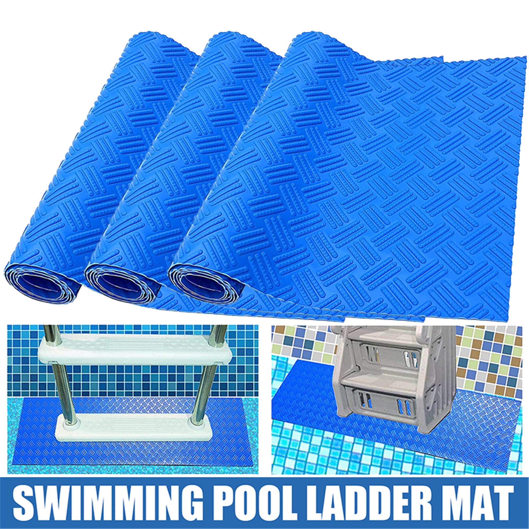 Protective Pool Ladder Pad Step Mat with Non-Slip Texture 2 Rolls Swimming Pool Ladder Mat Blue Medium 36 inch X 9 inch 