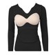 thumbnail image 5 of MHFRRA Camiseta de Manga Larga Suave para Mujer, Sin Costuras, Cómoda, Elástica, Transpirable, Informal, para Entrenamiento, con Sujetador Incorporado Negro, 5 of 5