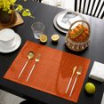 thumbnail image 4 of Burnt Orange Solid Color Placemats Set of 4, Abstract Woven Texture Vintage Washable Wipeable Table Mats for Dining Tables, Indoor Outdoor Kitchen Place Mats for Holiday Party Table Decor, 4 of 9