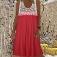 thumbnail image 2 of IROINNID Shift Dress For Women Regular Sleeveless Casual Loose Lace Panel Dress Round Neckline Solid Color Dress, 2 of 5