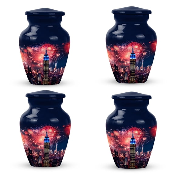 Creamtion Statue Of Liberty Red Sky View Urn For Human Adult Male & Female - Urns For Woman Human Ashes - Cremation Urn Human Ashes - Adult Cremation Urns (Size - 3inch, 4pcs)