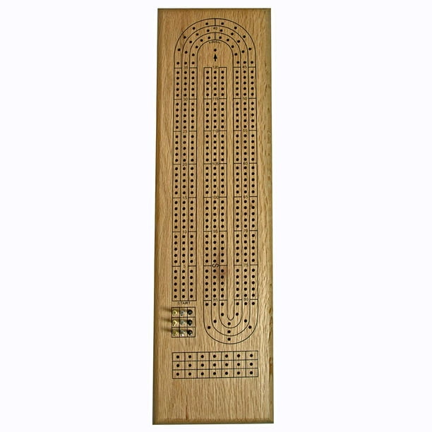 WE Games Classic Cribbage Set Solid Wood Continuous 3 Track Board