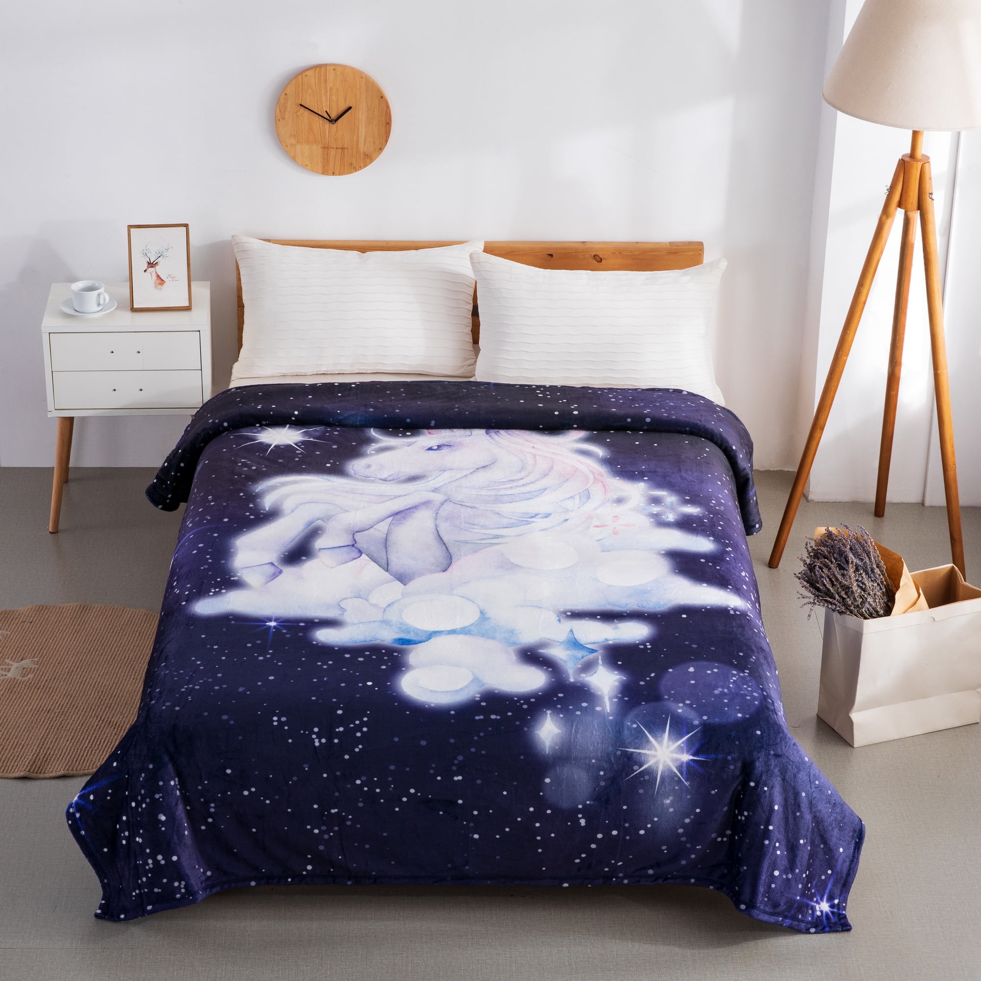 Unicorn Deluxe Plush Blanket for Kids by Your Zone - Walmart.com - Walmart.com