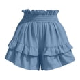 thumbnail image 5 of Zynoxe Skorts for Women Comfort Elastic Waist Womens Solid Color Skorts Trendy Versatile Tiered Ruffled Hem Mini Skirt Shorts Lightweight Breathable Cotton Linen Summer Skorts M, 5 of 7