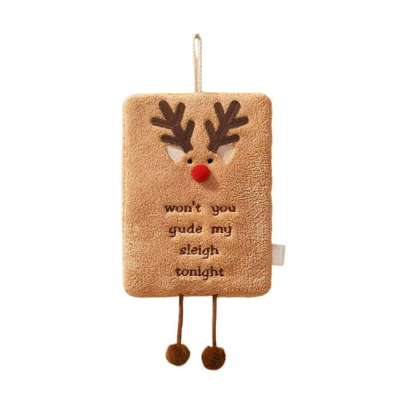 Beautynvta Christmas Hand Towel, Thicken Coral Fleece Hanging Hand Towel, Santa Claus Reindeer Snowman Hand Towel for Kitchen & Bathroom Fast Drying Cleaning Towel, 8.7''x7''