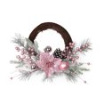 thumbnail image 7 of Christmas Pink Wreath Decor with Balls Artificial Plants Rattan Garland Festival Theme for Front Door Decoration (Lintel), 7 of 7