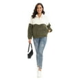 thumbnail image 3 of Women's Winter Warm Sweatshirt Fuzzy Fleece Sweatshirt Long Sleeve 1/4 Zip Pullover Sherpa Sweatshirt Color Block Winter Fluffy Coat Jumper Tops with Pockets, S-2XL, 3 of 8