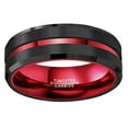 thumbnail image 2 of 8mm Loop Red Black Silver Blue Groove Tungsten Carbide Wedding Band Groove Engagement Ring for Men Comfort Fit, 2 of 10