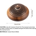 thumbnail image 4 of ABCISI Round Incense Burner - Handcrafted Wooden Censer with Alloy Lid for Sticks/Cones/Sage, Natural Wood Aroma Tray Holder for Yoga Meditation, 4 of 8
