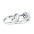 thumbnail image 2 of Simulated Cubic Zirconia Size-10 Two Piece Halo Ring Band Bridal Set 925 Sterling Silver, 2 of 7