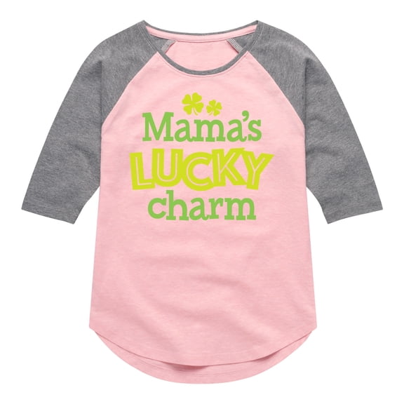 Instant Message - St. Patrick's Day - Mama's Lucky Charm - Toddler And Youth Girls Raglan Graphic T-Shirt