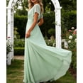 thumbnail image 3 of Formal Bridesmaid Dresses Long Maxi Dress Women's Summer Short Sleeve Chiffon Empire Waist Floor Mother of Bride Dresses, 3 of 5