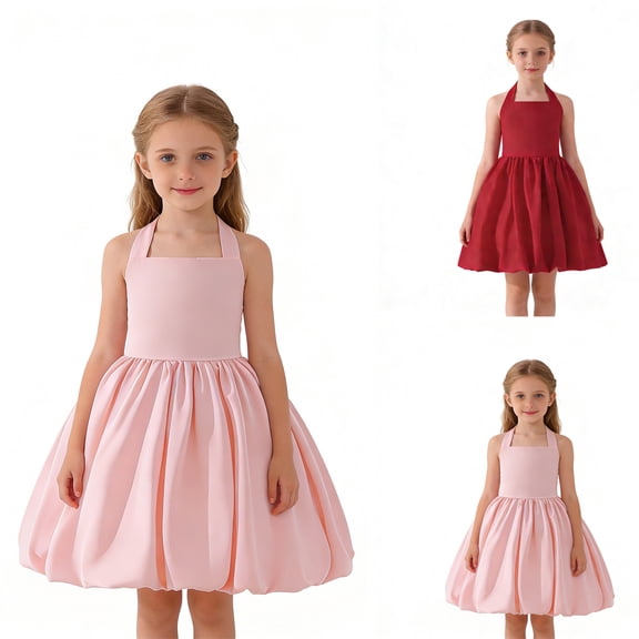 SGMVNU Flower Girl Dress Sleeveless Back Lace up and Zipper Pleated A Line Dresses for Girls Gown Formal Wedding Birthday Party Dress, Size 9-10 Years, Pink