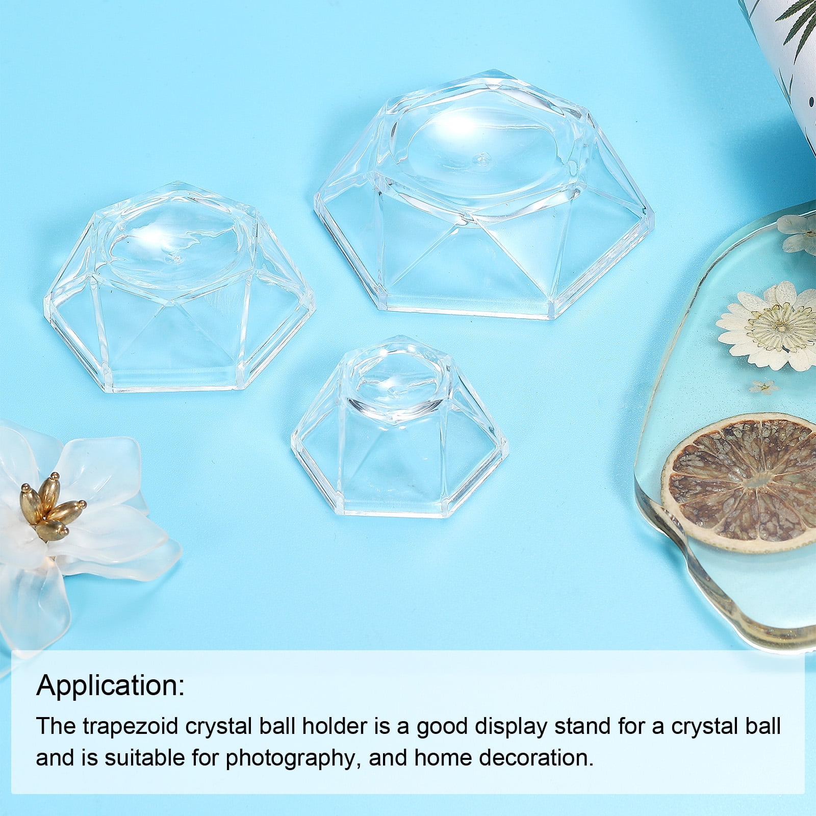 Unique Bargains 2pcs Acrylic Ball Stand Displays Base Transparent 1.46"x1.46"x0.79"