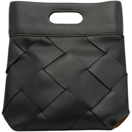 Bottega Veneta Fold Over Bag Leather Top-Handle - Black