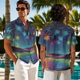 thumbnail image 3 of Psesaysky Hawaii Palm Tree Sleeveless Womens Dress or Mens Short Sleeve Shirts for Couples Starry Sky Matching Hawaiian Outfit Beach Vacation Party Flared Tank Sundress with Pockets-3XL, 3 of 7
