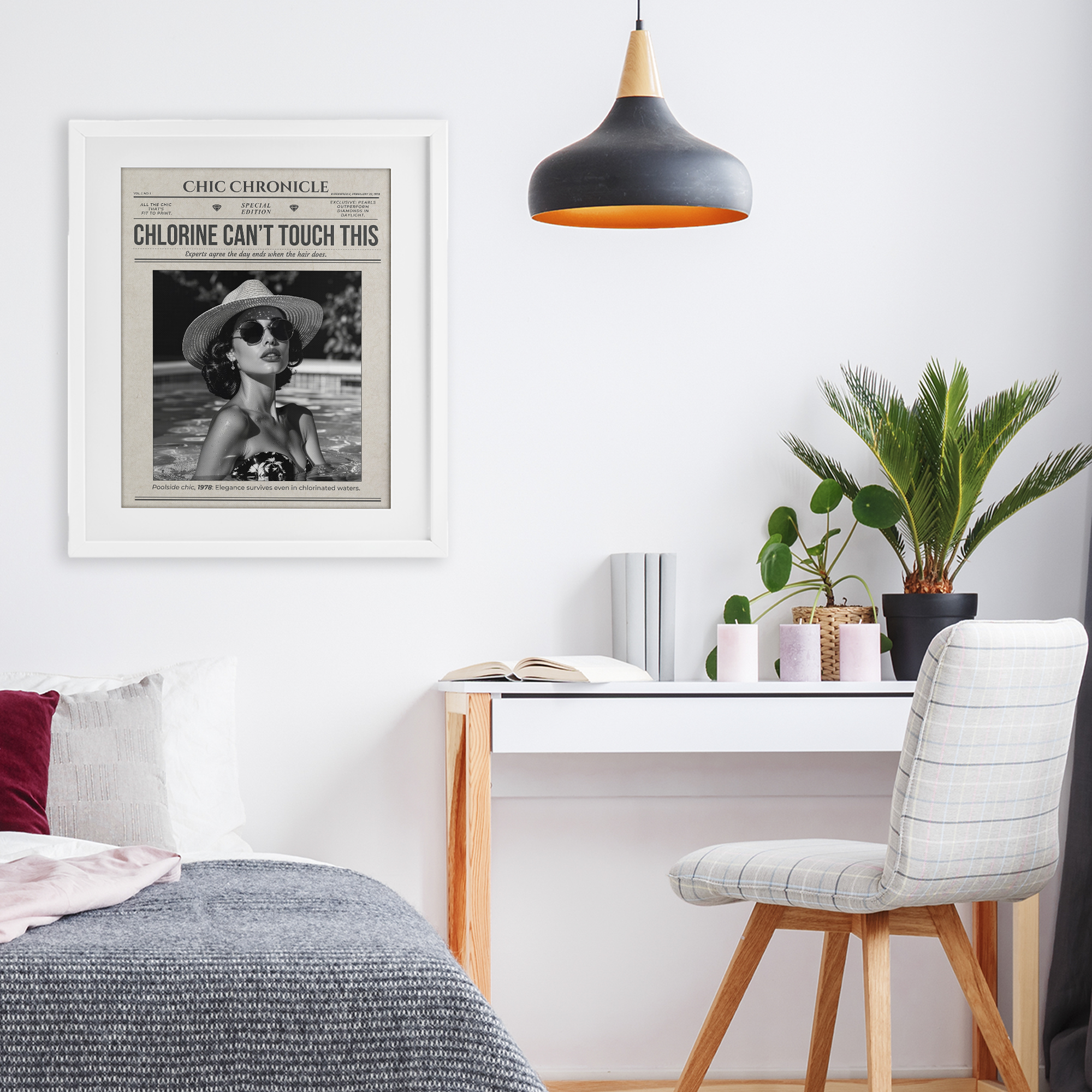 Chic Chronical Vintage Magazine White Framed Print Under Glass, design by A Barefoot Stylist