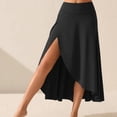 thumbnail image 3 of LWavelet High-Waisted Asymmetrical Slit Midi Skirt Women Flowy Fall Casual Versatile Stylish Bottoms Black 2XL, 3 of 4