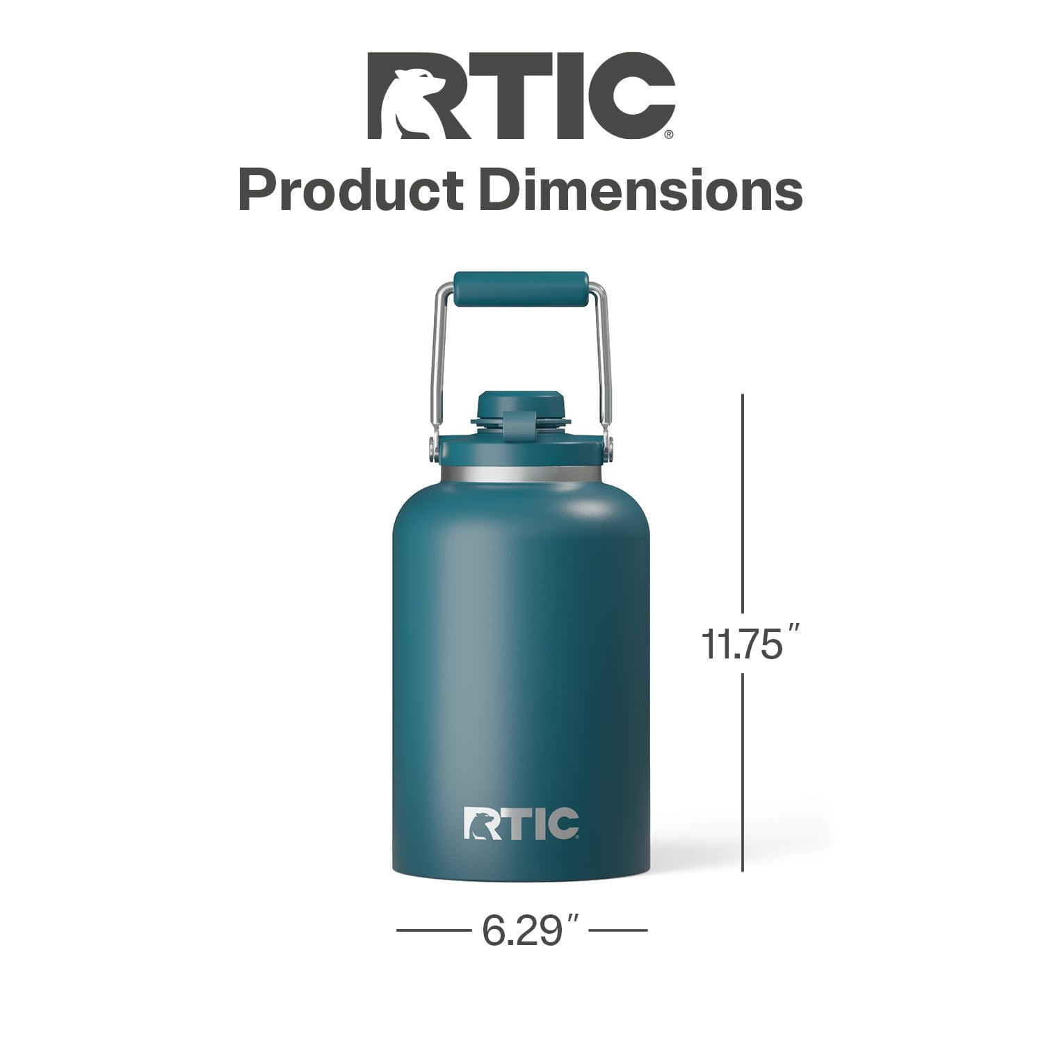 RTIC One Gallon Ceramic Lined Insulated Outback Water Bottle Jug, Leak Proof, Marine