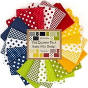 20 Fat Quarter Bundle -100% Cotton | Basic Mix Design - 20 pcs - Polka-dot 5 Patterns | Quilting  Crafting Fabric | Special Gift Set