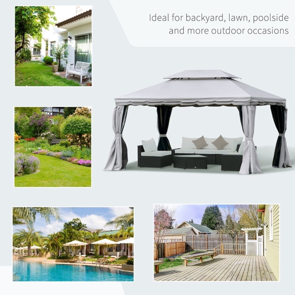 Spaco 10Ft x 13Ft Patio Gazebo-Gray, Easy Up Screened Canopy for Patio and Backyard, Easy Set-up Outdoor Gazebo
