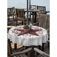 thumbnail image 2 of Outdoor Tablecloths with Umbrella Hole & Zipper, Texas Star Retro Round Tablecloths 60 Inch, Vintage Red Wooden Berry Waterproof Table Cloth, Patio/Pool/Picnic Table Covers, 2 of 8