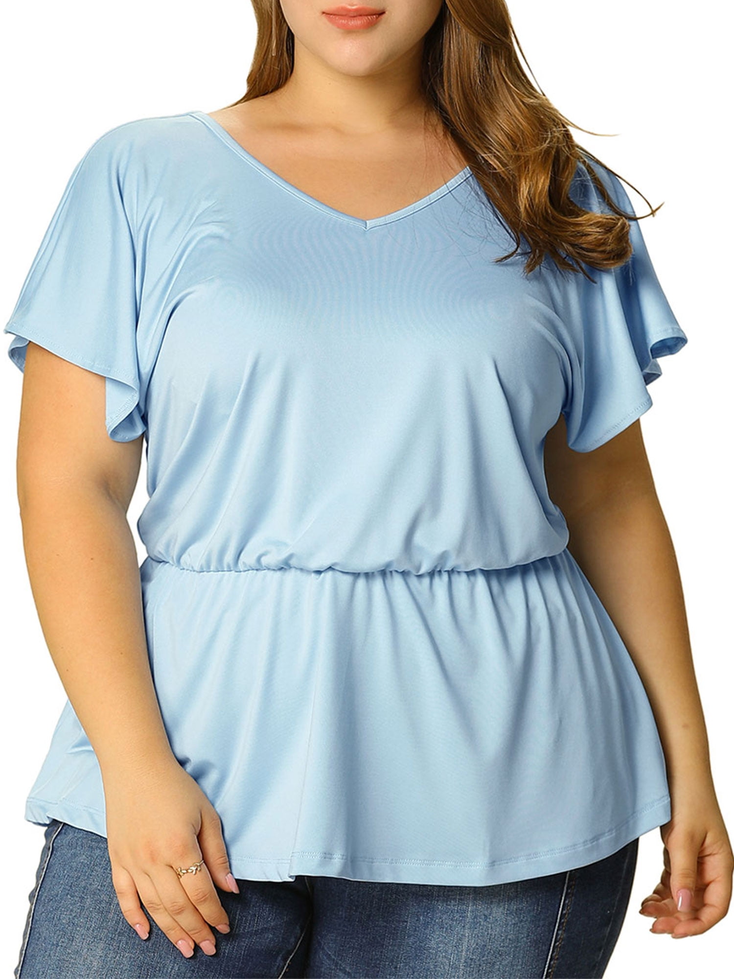 v neck peplum blouse