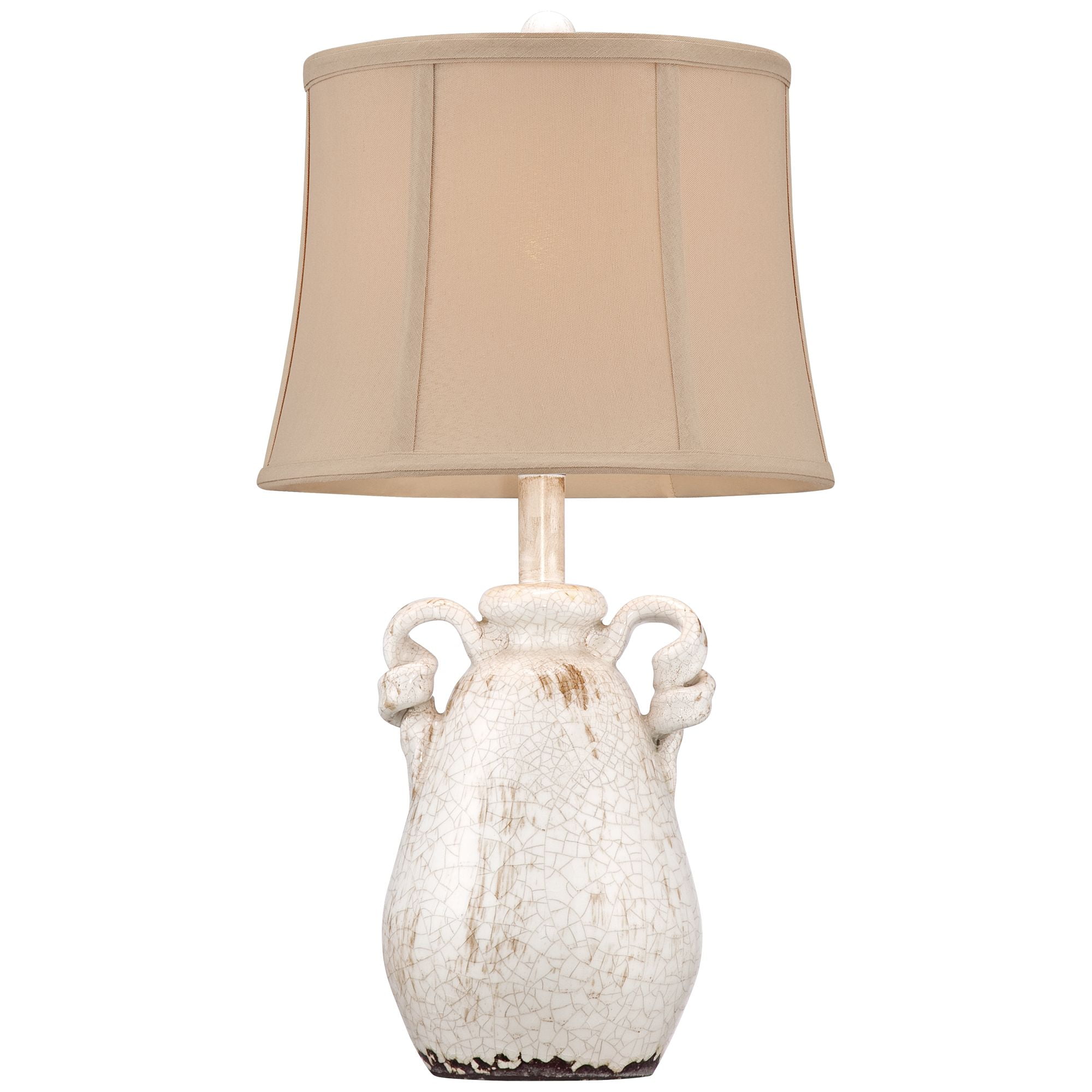 Regency Hill Sofia Rustic Country Cottage Accent Table Lamp 22" High Crackled Ivory Glaze Ceramic Beige Bell Shade for Bedroom Living Room House Home