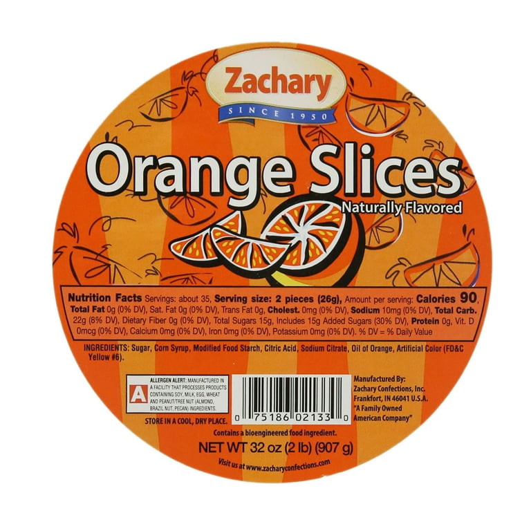 Zachary Fruity Orange Slices Gummy Flavored Jelly Candy, 32 oz