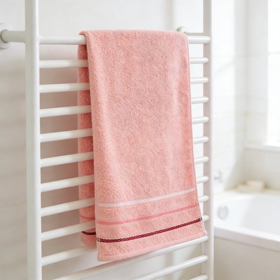 Beautynvta Hand Towels for Bathroom, Cotton Bath Towels, Soft Absorbent Quick Dry Towel for Kitchen, Hotels, Travel and Spa, 13.4''x29'', Pink