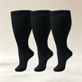 thumbnail image 3 of Wioihee 3 pairs Plus Size Solid Socks for Men Women Wide Calf Knee‑High Support Sports Socks, XXXL(), 3 of 5