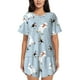 thumbnail image 1 of Balery Skiing penguin Bear Conjunto de Pijama para Mujer con Estampado, Dos Piezas de Manga Corta y Shorts, Ropa de Dormir Suave con Cuello Redondo y Bolsillos-X-Large, 1 of 6